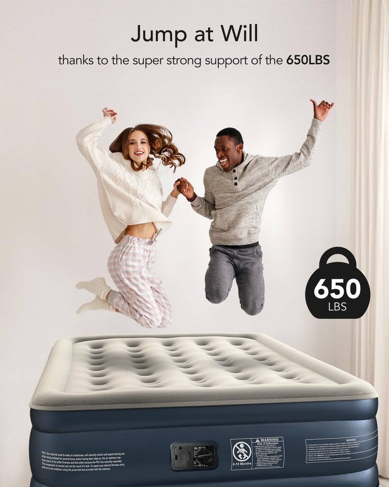 iDOO Air Mattress Full with Built in Pump, 18" Raised Comfort Blow up Mattress, Inflatable Mattress for Guests & Home, Air Bed, colchon inflable, Upgraded Four Chamber Technical Airbed - Image 3