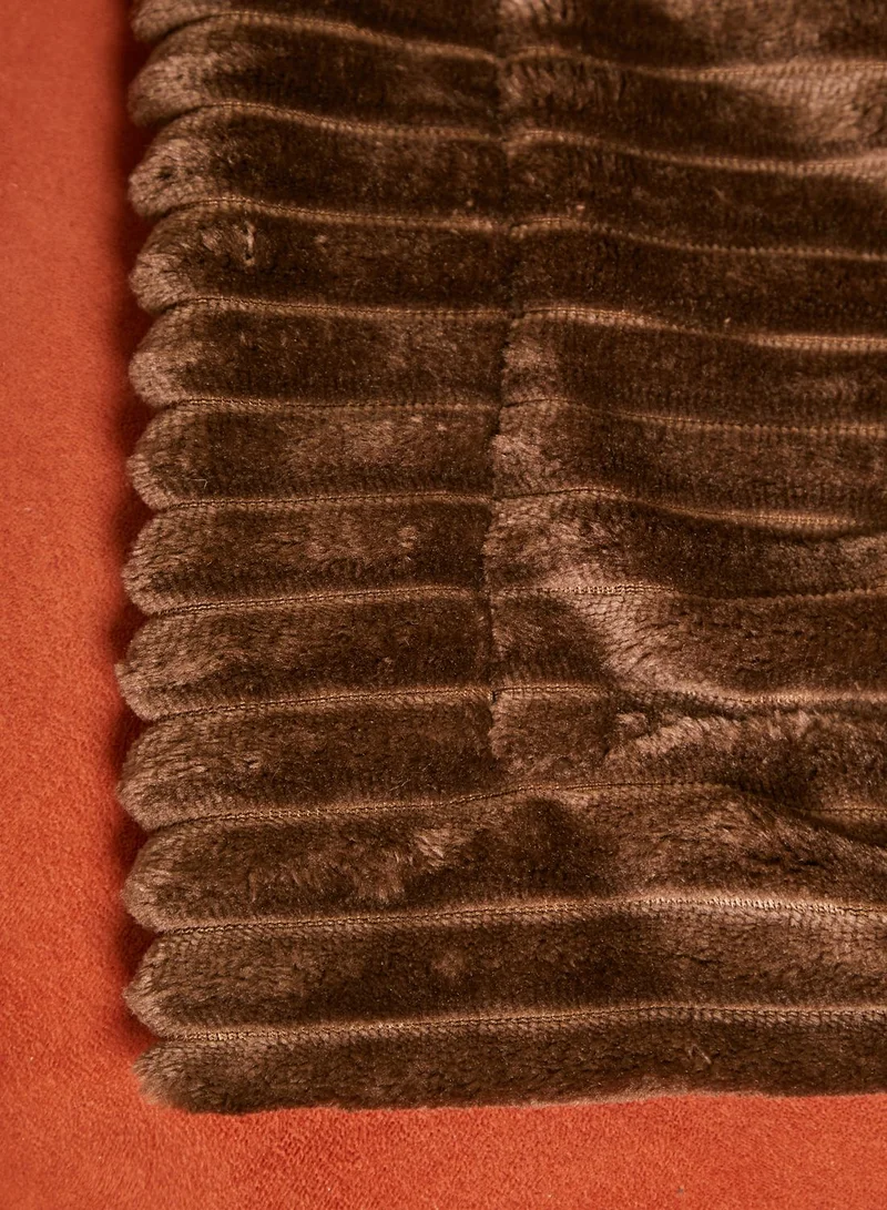 present time Chocolate Brown Large Ribbed Velvet Blanket