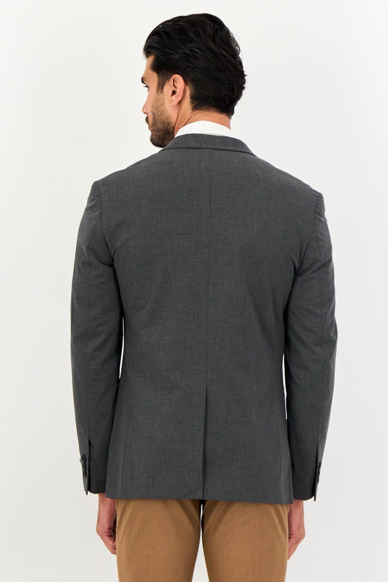 SELECTED Men Regular Fit Solid Formal Blazer, Dark Grey - Image 2