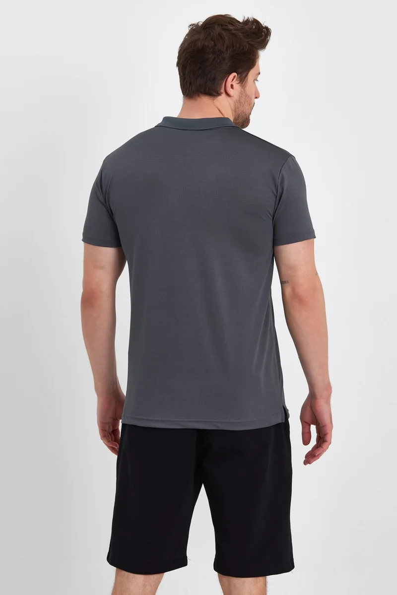 MRS Clothing Active Tennis Style Sports Polo Neck Short Sleeve T-Shirt Men's Smoked