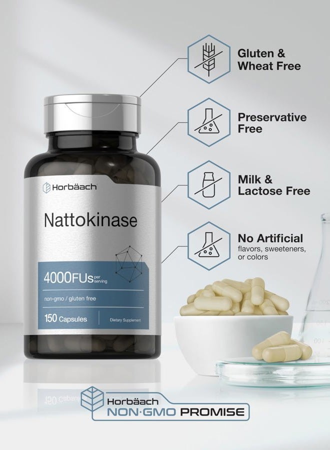 Horbäach Nattokinase Supplement 4000 FU | 150 Capsules | Non-GMO, Gluten Free - Image 5