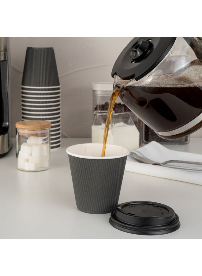 Restaurantware 8 Ounce Double Wall Disposable Coffee Cups, 500 Insulated Gray Paper Tumblers, with Ripple Wall Design, Lids Sold Separately for Hot Drinks like Tea, Hot Chocolate, and More - Image 5