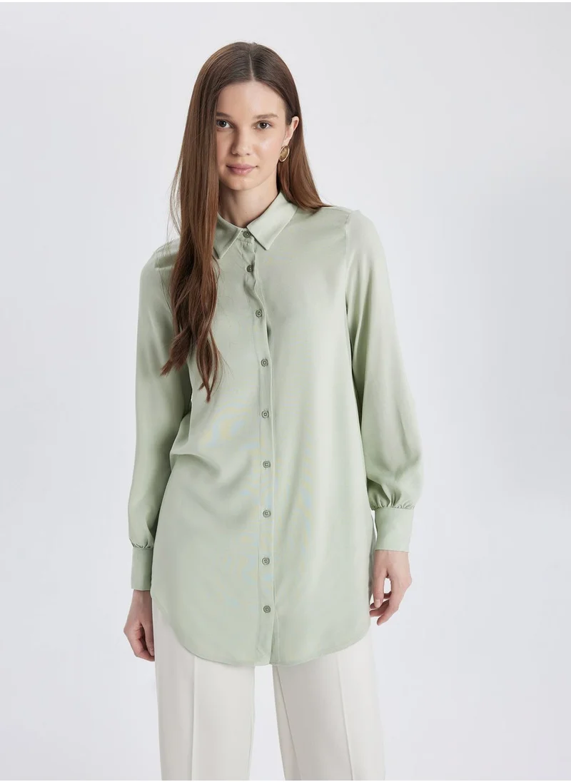 DeFacto Regular Fit Shirt Collar Long Sleeve Tunic