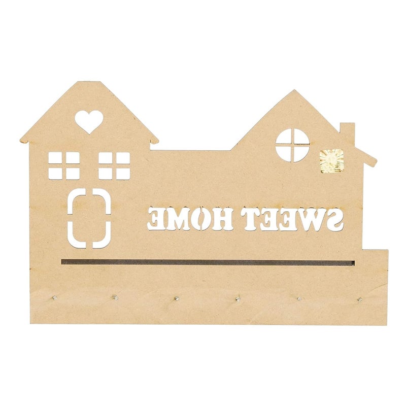 Webelkart Wooden Laminated Sweet Home Side Wall Shelves Key Holder Brown - Image 4