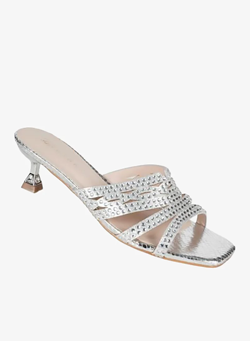 ZAYNA 221-220 Zayna Ladies Kitten Heel Sandals 2G9183-532 Silver