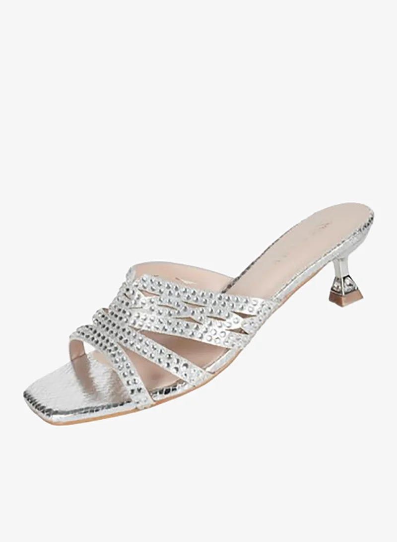 ZAYNA 221-220 Zayna Ladies Kitten Heel Sandals 2G9183-532 Silver