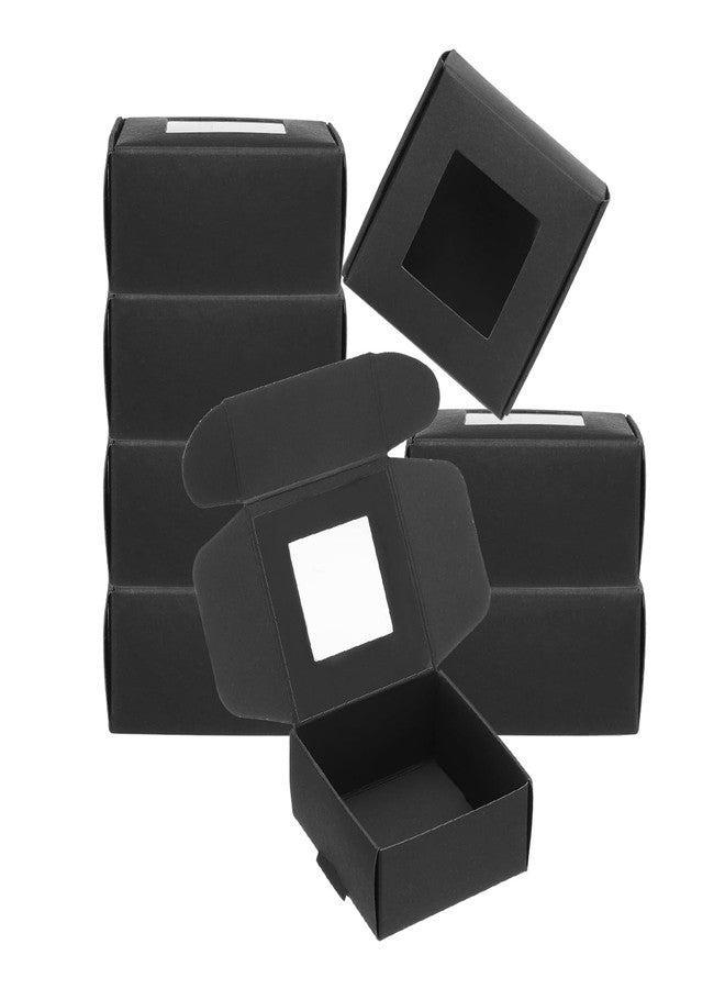 PATIKIL 3.3"x3.3"x1.4" Paper Soap Box with Window, 20 Pack Homemade Soap Boxes Square Presents Packaging Boxes for Birthday Christmas DIY Craft, Black - Image 1