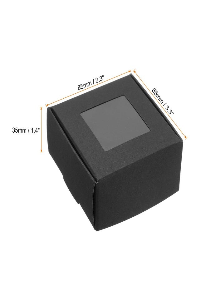 PATIKIL 3.3"x3.3"x1.4" Paper Soap Box with Window, 20 Pack Homemade Soap Boxes Square Presents Packaging Boxes for Birthday Christmas DIY Craft, Black - Image 2