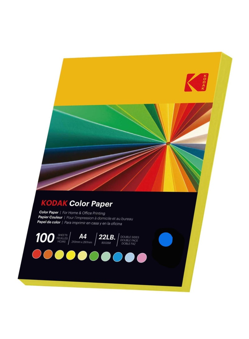 Kodak Color Paper Double Sides A4 (210x297mm) 100 Sheets 80 GSM BRIGHT BLUE - Image 1