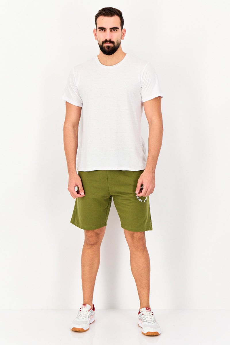 Blank Essentials Men Brand Logo Basic Shorts, Olive - Image 3