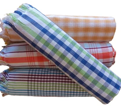 ImegaZ Handloom 100 Pure Cotton Bath Checks Towel Combo Pack of 4 Towel Size 65 inches 31 inches 27 feet 55 feet 80 CMS 165 CMS Multicolor