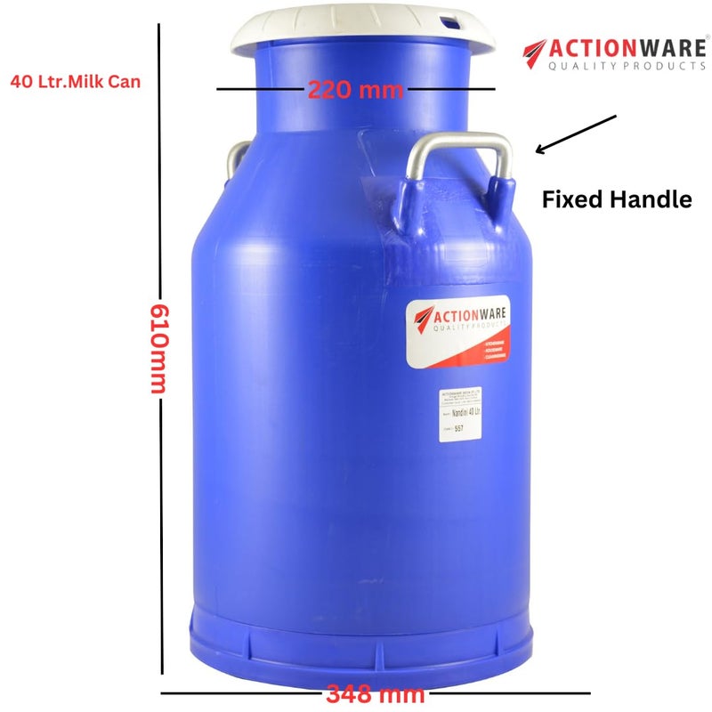 ACTIONWARE ACTIONWARE Unbreakable Plastic Milk Can 40 LtrContainerMulticolour With Fixed Handle Blue  - Image 2