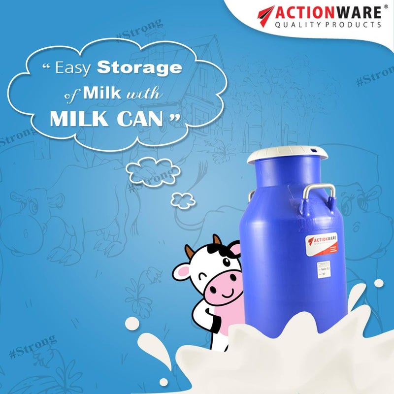 ACTIONWARE ACTIONWARE Unbreakable Plastic Milk Can 40 LtrContainerMulticolour With Fixed Handle Blue  - Image 4