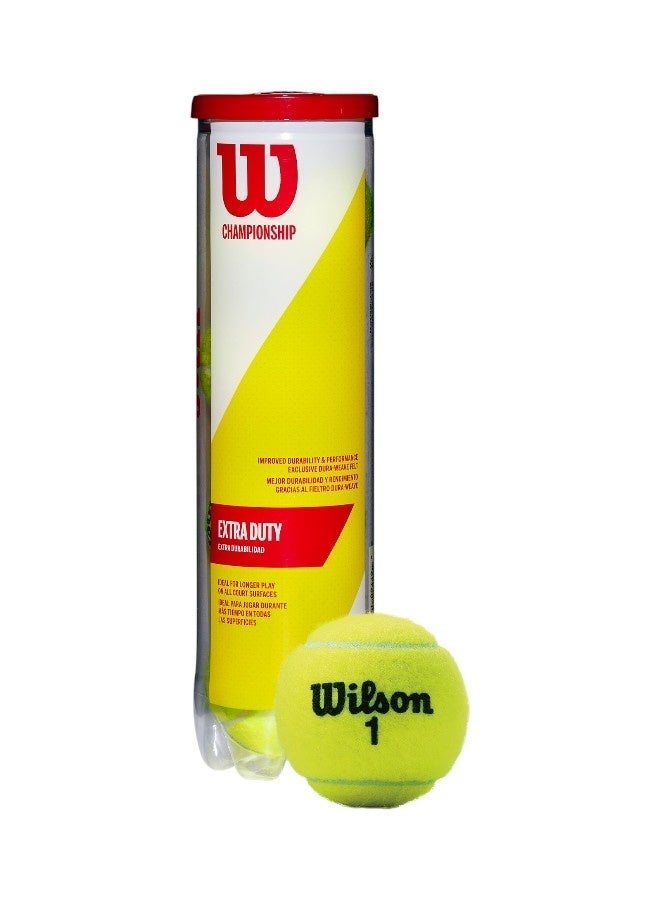 Wilson Championship Extra Duty All Courts Yellow Tennis Balls - 4 Ball Can - Image 2