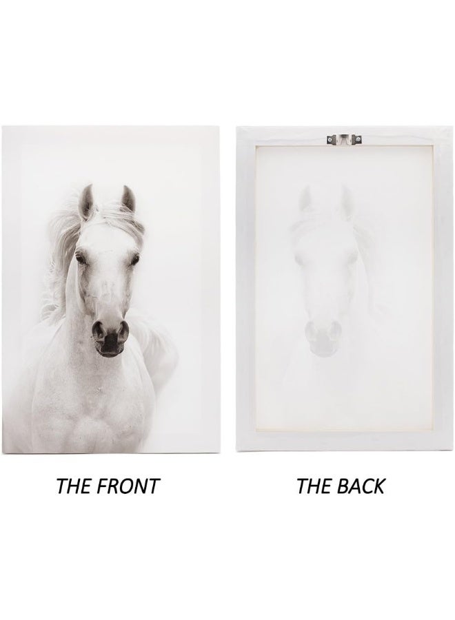 SUMGAR Modern Wall Art Bedroom Black and White Horse Pictures Office Farmhouse Animal Canvas Paintings Contemporary Prints Framed Artwork Living Room Home Decorations Gifts, 16x24 inch - Image 4