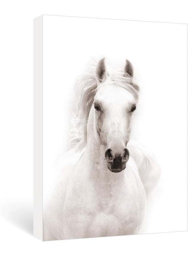 SUMGAR Modern Wall Art Bedroom Black and White Horse Pictures Office Farmhouse Animal Canvas Paintings Contemporary Prints Framed Artwork Living Room Home Decorations Gifts, 16x24 inch - Image 1