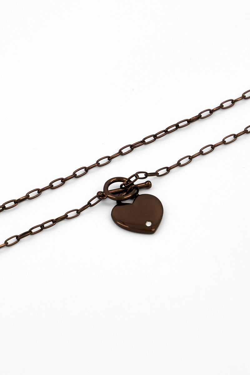 ALEX AND ANI Women Heart and Crystal Toggle Necklace, Black  - Image 3