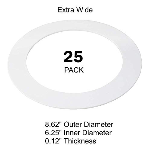 harrrrd 25 Pack Gloss White Goof Trim Ring for 8" Inch Recessed Can Lighting Down Light, Outer Diameter 8.6 Inches, Inner Diameter 6.2 Inches - Image 3