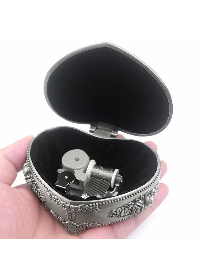ROSIKING Heart-shaped Emboss Alloy Metal Music Box Wind Up Antique Jewelry Musical Boxes Christmas Birthday Valentine's Day Gifts Plays You are My Sunshine - Image 2