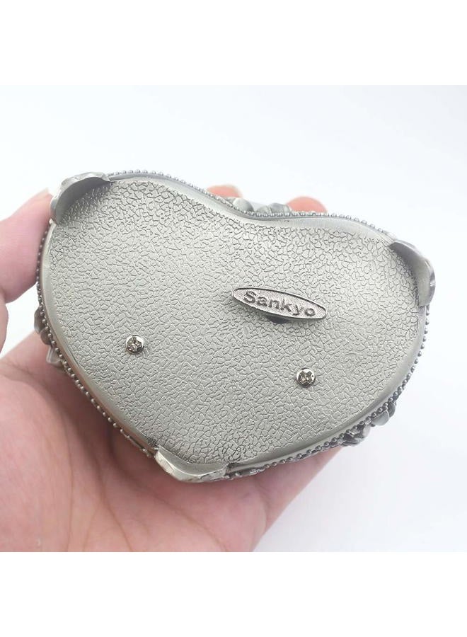 ROSIKING Heart-shaped Emboss Alloy Metal Music Box Wind Up Antique Jewelry Musical Boxes Christmas Birthday Valentine's Day Gifts Plays You are My Sunshine - Image 3