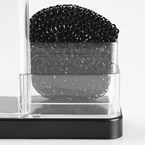 InterDesign iDesign Forma BPA-Free Plastic Soap and Sponge Sink Organizer Caddy - 6" x 3.5" x 8.25", Clear/Matte Black - Image 4
