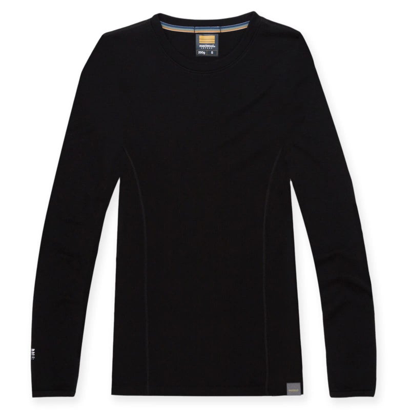MERIWOOL Womens Base Layer 100% Merino Wool Midweight Long Sleeve Thermal Shirt Black - Image 3