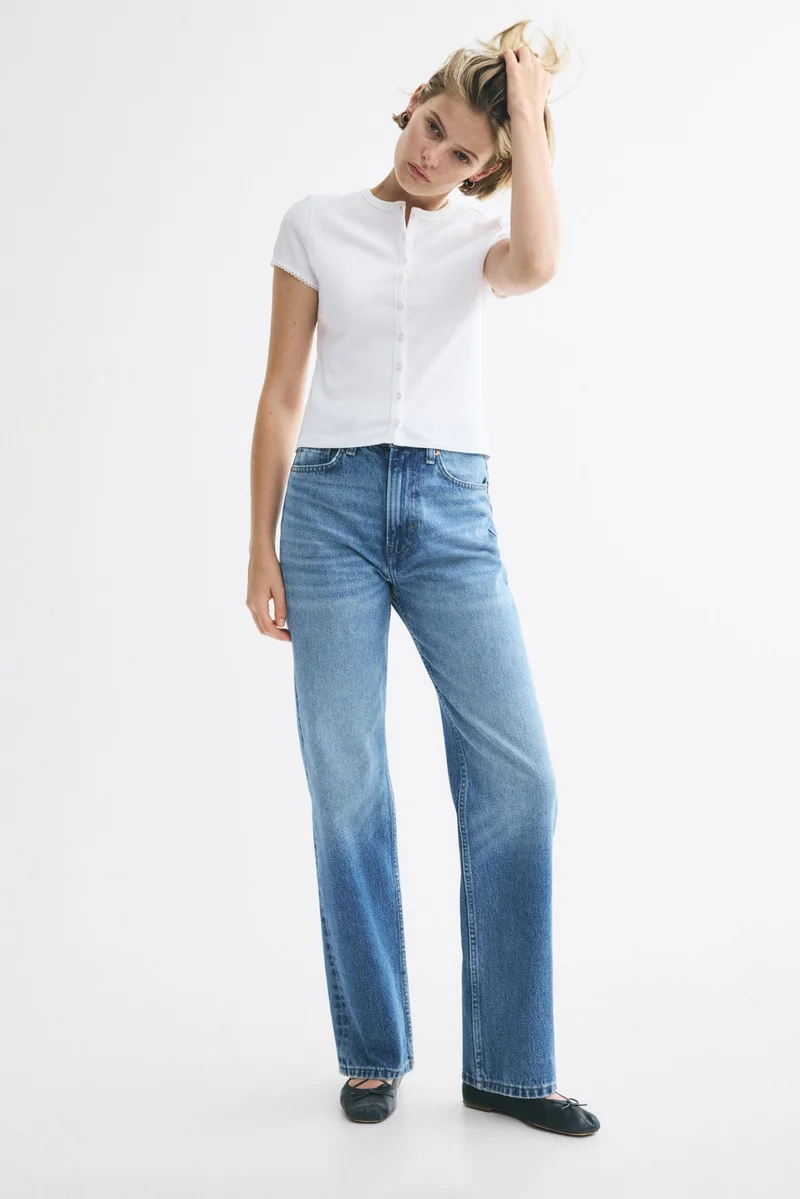 H&M Ribbed button-front top