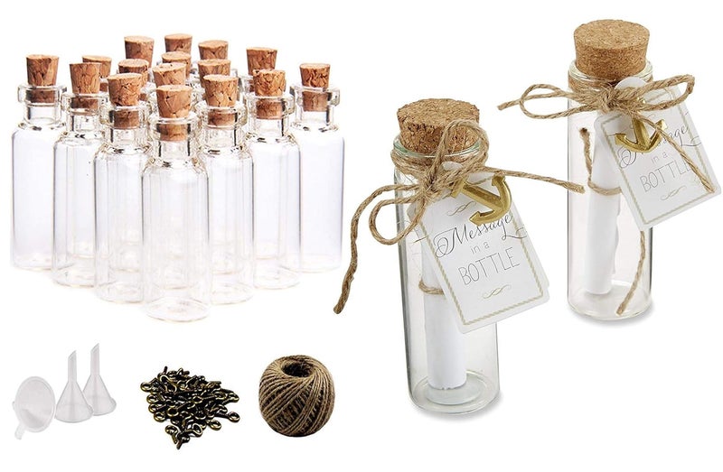 DIY Crafts DIY Crafts Pack Of 40 Pcs Kit Clear Glass Bottles Cork Stopper Vials Storage Container Projects Decoration Party Favors Mini Vials Cork Message Bottle ViPack Of 40 Pcs Kit Clear Glass Bottles  - Image 5