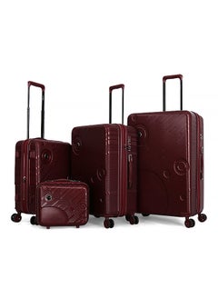 Titan 3-Piece Hard Luggage Trolley Set with Cosmetic Bag - Burgundy