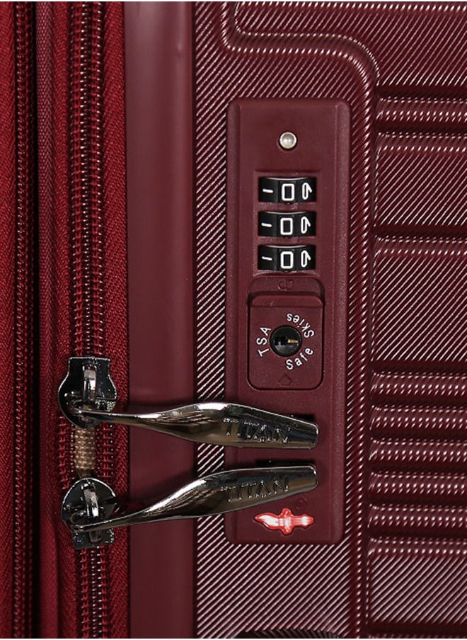 TITAN - Titan 3-Piece Hard Luggage Trolley Set with Cosmetic Bag - Burgundy - Image 1