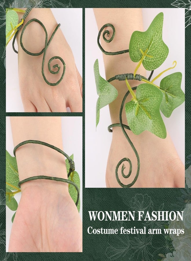 FRESHME Poison Ivy Arm Wraps - 2PCS Woodland Bracelets Elf Poison Ivy Costume Fantasy Forest Mother Nature Costume Renaissance Dress Up Medieval Cosplay Aesthetic Accessories for Adult Women - Image 5