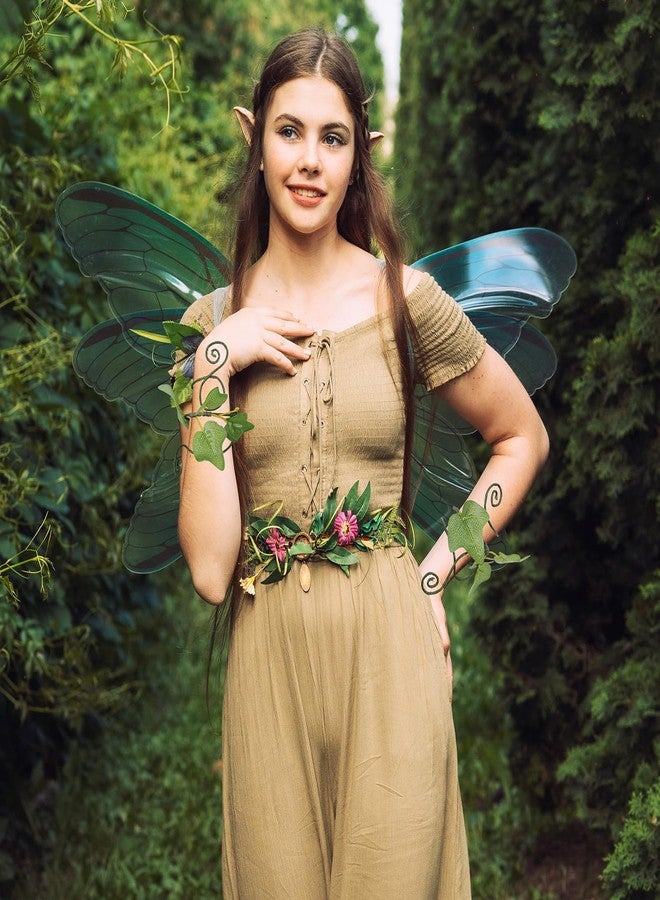 FRESHME Poison Ivy Arm Wraps - 2PCS Woodland Bracelets Elf Poison Ivy Costume Fantasy Forest Mother Nature Costume Renaissance Dress Up Medieval Cosplay Aesthetic Accessories for Adult Women - Image 3