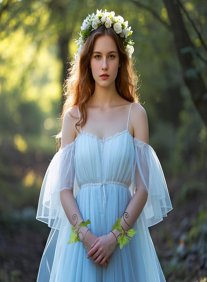 FRESHME Poison Ivy Arm Wraps - 2PCS Woodland Bracelets Elf Poison Ivy Costume Fantasy Forest Mother Nature Costume Renaissance Dress Up Medieval Cosplay Aesthetic Accessories for Adult Women - Image 2