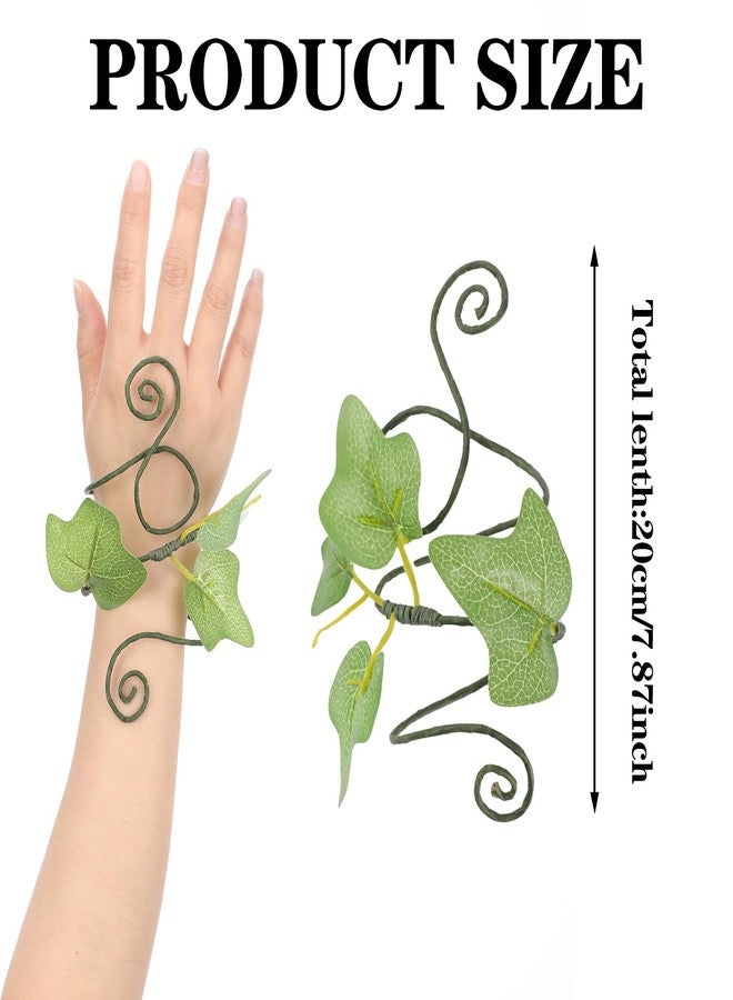 FRESHME Poison Ivy Arm Wraps - 2PCS Woodland Bracelets Elf Poison Ivy Costume Fantasy Forest Mother Nature Costume Renaissance Dress Up Medieval Cosplay Aesthetic Accessories for Adult Women - Image 4