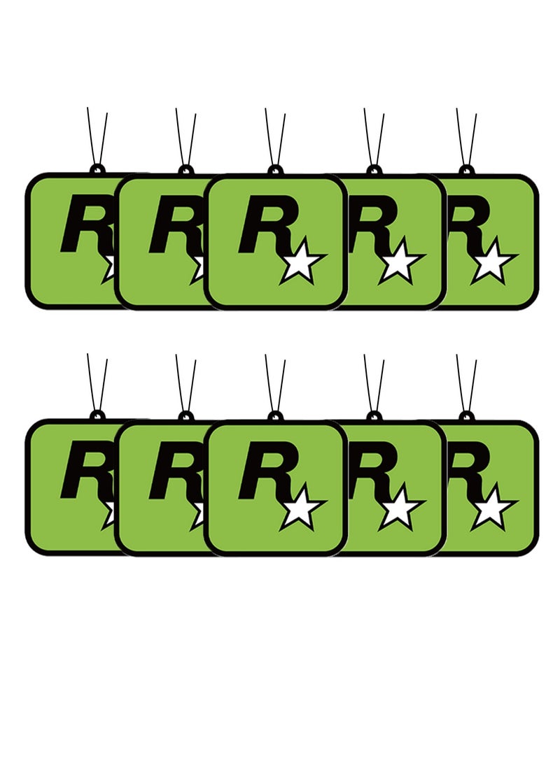 10 Pieces of R Star Car Long-Lasting Aromatherapy Tablets in The Car Gta Surrounding Trendy Car Ornaments Perfume Car Fragrance Tablets ((Green-Jasmine Fragrance) - Image 1