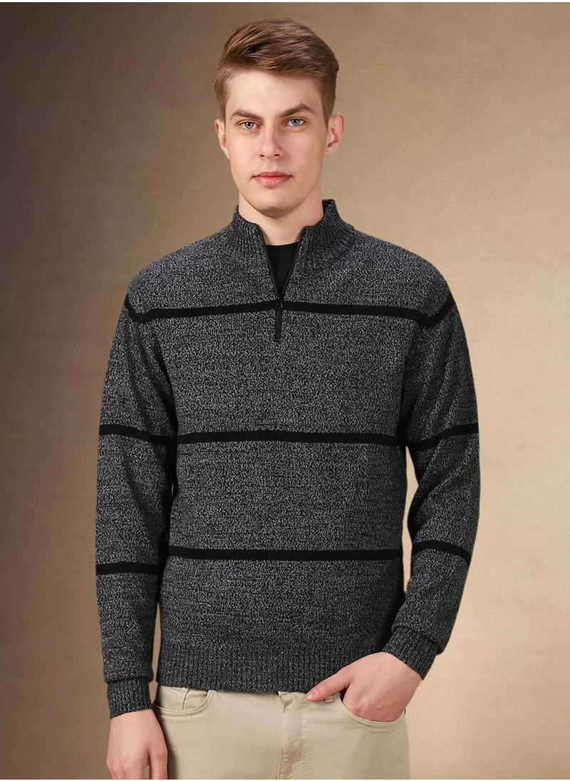 Dennis Lingo Men's Antra Melange 100% Acrylic Striped Regular Fit Sweater