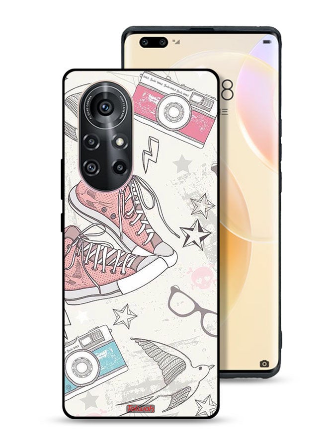 Tolwak Huawei nova 8 Pro 5G Protective Case Cover Canva Shoes And Camera Art - Image 1