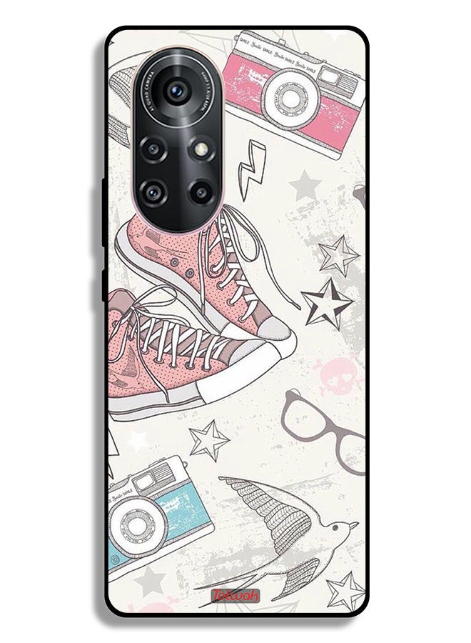 Tolwak Huawei nova 8 Pro 5G Protective Case Cover Canva Shoes And Camera Art - Image 2