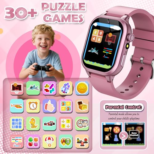 Semloo Kids Smart Watches for Girls Boys Toys Ages 4-12 with 30+ Games Video Recorder Music Alarm Clock Learning Card HD Touchscreen 4 5 6 7 8 Year Olds Birthday Gift - Image 3