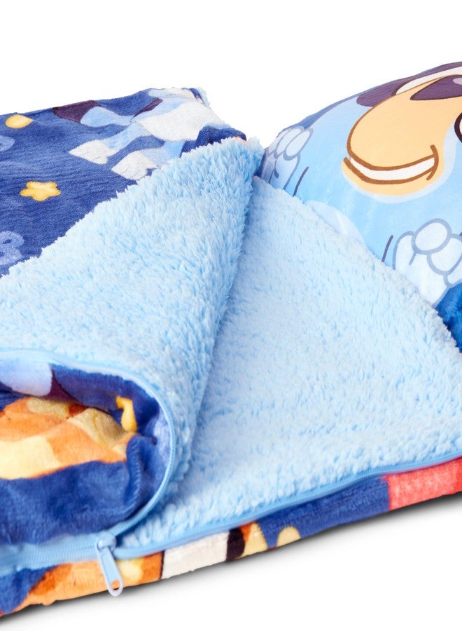 Northwest Bluey B for Balloon, Silk Touch Sherpa Slumber Bag with Attached Pillow, Cozy Portable Sleepover Set, Character Sleeping Bag for Travel, 27 x 56 Inches - Image 4