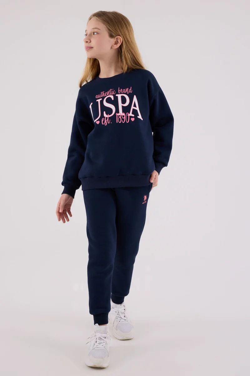 يو اس بولو اسن طقم رياضي كحلي للبنات من يو إس بولو أسن