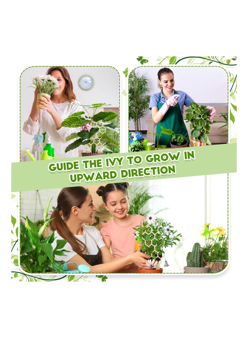 Y&D 3 Pack Small Trellis for Potted Climbing Plants Starter Holder Indoor Outdoor Garden Decor Wooden Honeycomb Flower Stem Vine Training Support Pole Accessories - Image 2