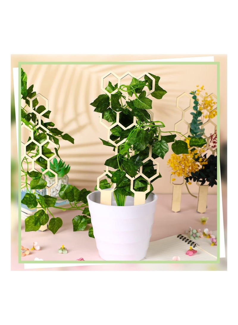 Y&D 3 Pack Small Trellis for Potted Climbing Plants Starter Holder Indoor Outdoor Garden Decor Wooden Honeycomb Flower Stem Vine Training Support Pole Accessories - Image 5