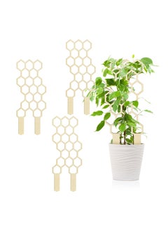 Y&D 3 Pack Small Trellis for Potted Climbing Plants Starter Holder Indoor Outdoor Garden Decor Wooden Honeycomb Flower Stem Vine Training Support Pole Accessories  - Image 1