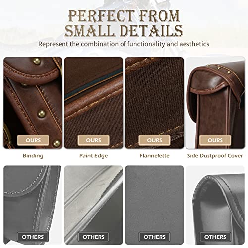 NICECNC Motorcycle Saddle Bags, PU leather Motorcycle Saddlebags, Reinforced Straps & Saddle Piece, with Cup Holder, Throw Over Saddle Bags Side Bags, Brown - Image 4