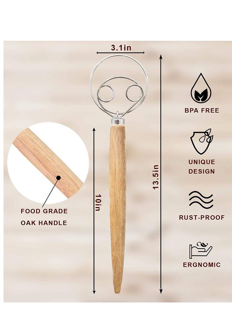NIBEMINENT - Danish Dough Whisk - Large Dutch Hand Mixer for Bread, Cookie, Dumpling or Pizza Best Substitute to a and Blender Baking Tool 2-Pack - Image 1
