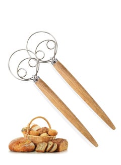 Danish Dough Whisk - Large Dutch Hand Mixer for Bread, Cookie, Dumpling or Pizza Best Substitute to a and Blender Baking Tool 2-Pack