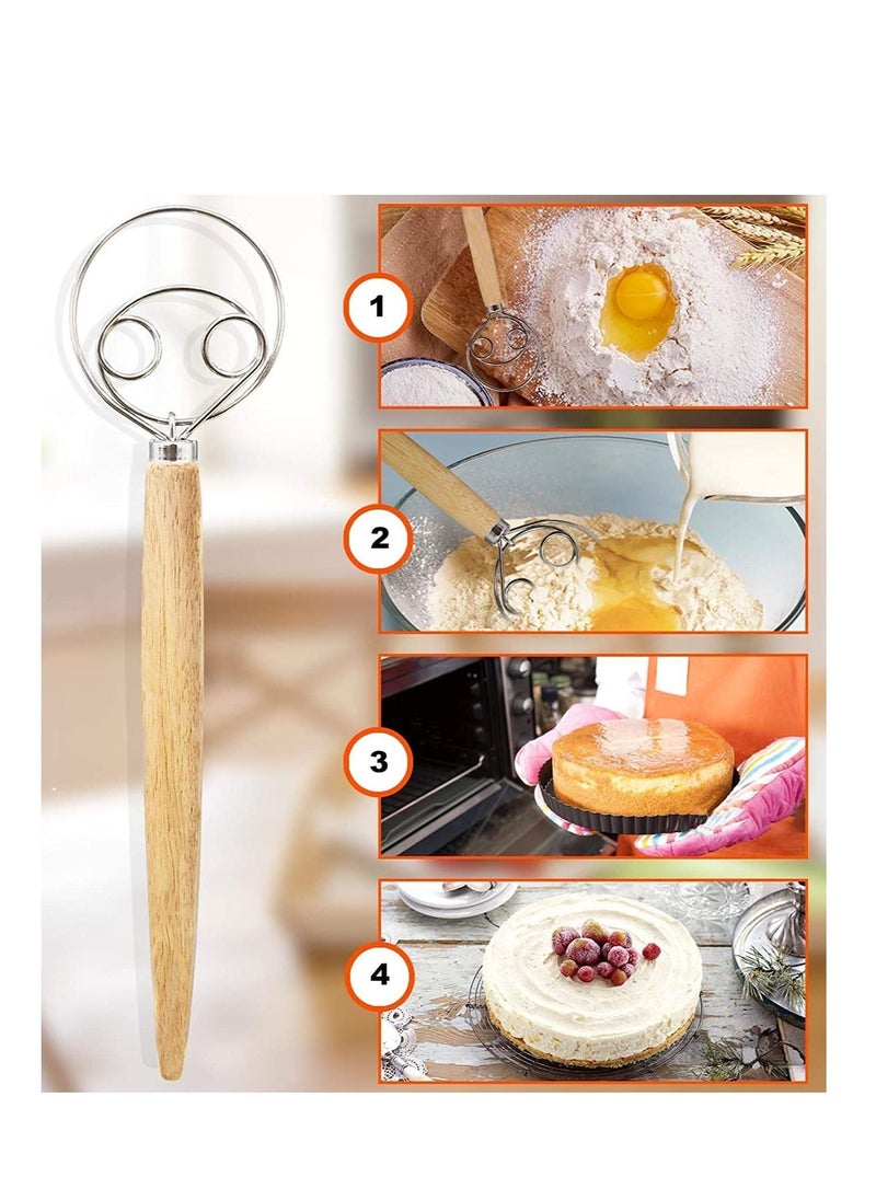 NIBEMINENT - Danish Dough Whisk - Large Dutch Hand Mixer for Bread, Cookie, Dumpling or Pizza Best Substitute to a and Blender Baking Tool 2-Pack - Image 1