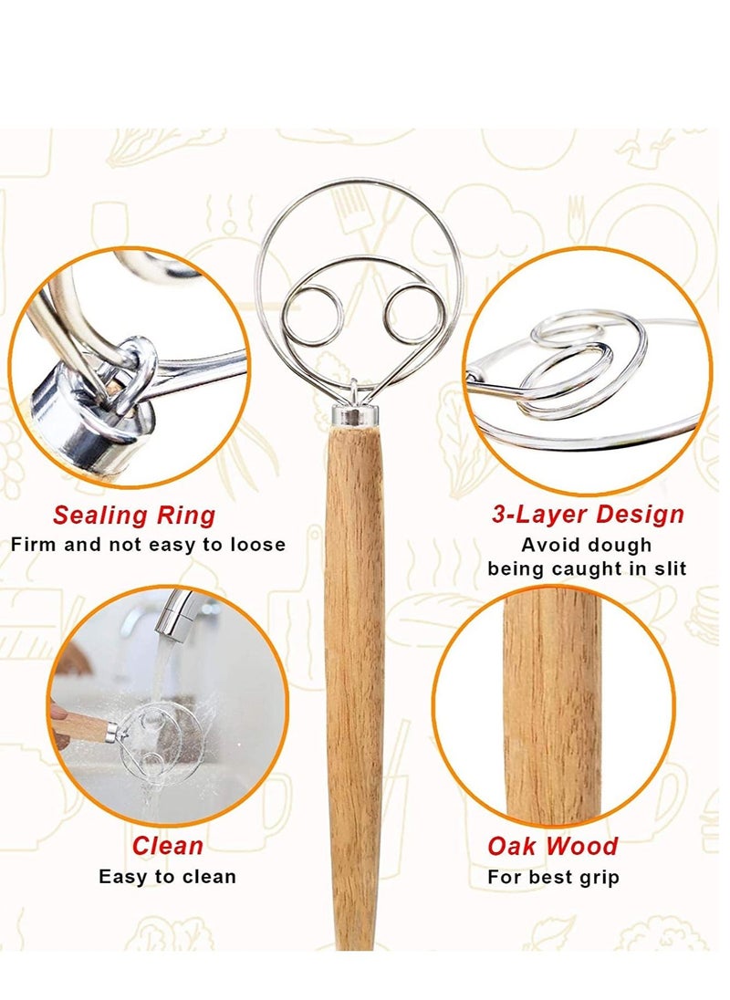 NIBEMINENT - Danish Dough Whisk - Large Dutch Hand Mixer for Bread, Cookie, Dumpling or Pizza Best Substitute to a and Blender Baking Tool 2-Pack - Image 1