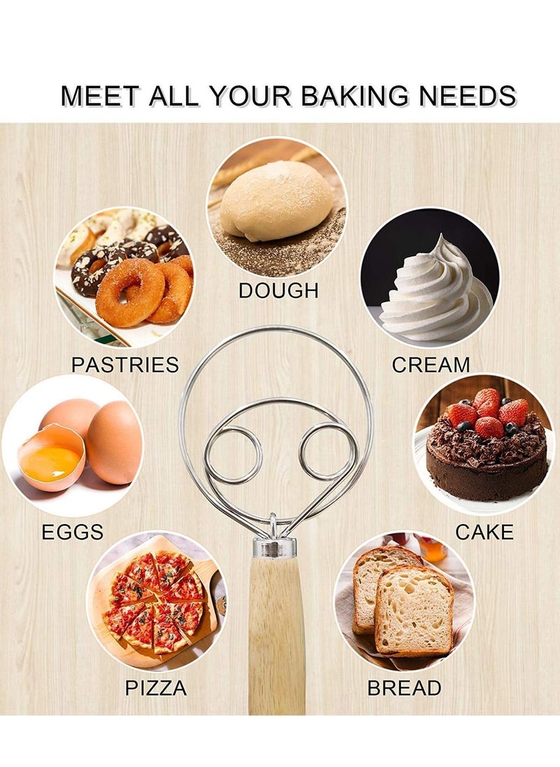 NIBEMINENT - Danish Dough Whisk - Large Dutch Hand Mixer for Bread, Cookie, Dumpling or Pizza Best Substitute to a and Blender Baking Tool 2-Pack - Image 1